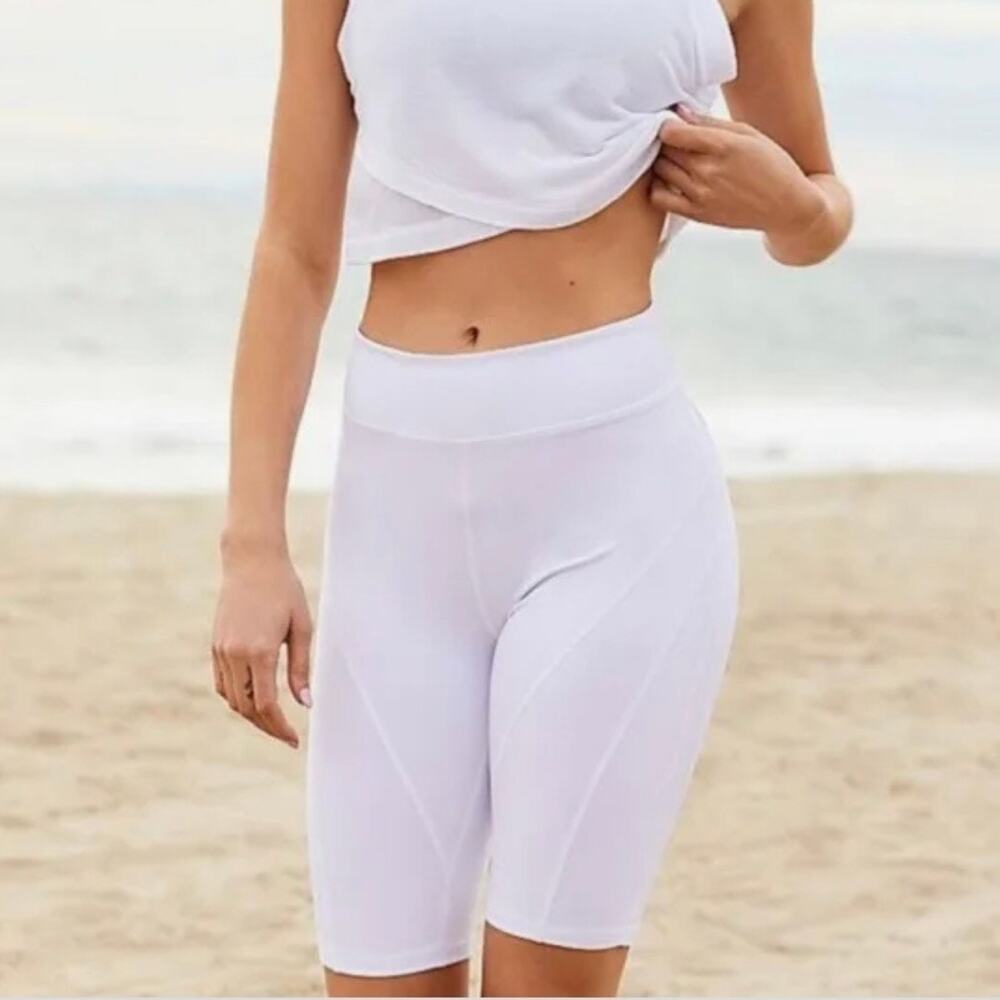 Women’s High-Waist White Bike Shorts